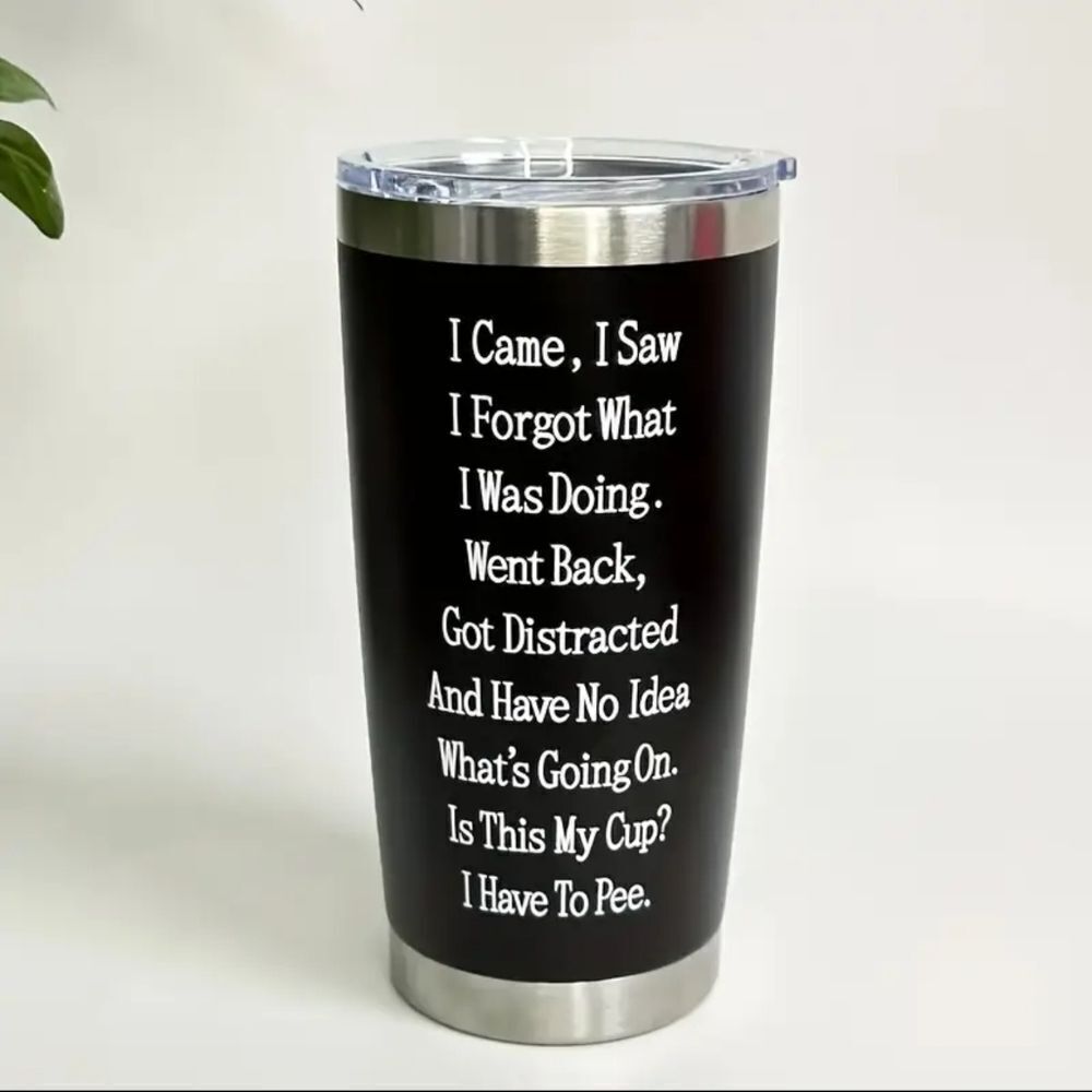 20 Oz Insulated Stainless SteelāTumbler Water Bottle Funny Sr Citizen Graphics